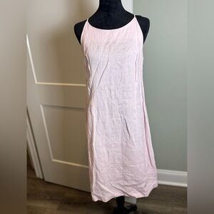 Abaco Beach Light Pink Linen Shift Dress sleeveless spaghetti strap